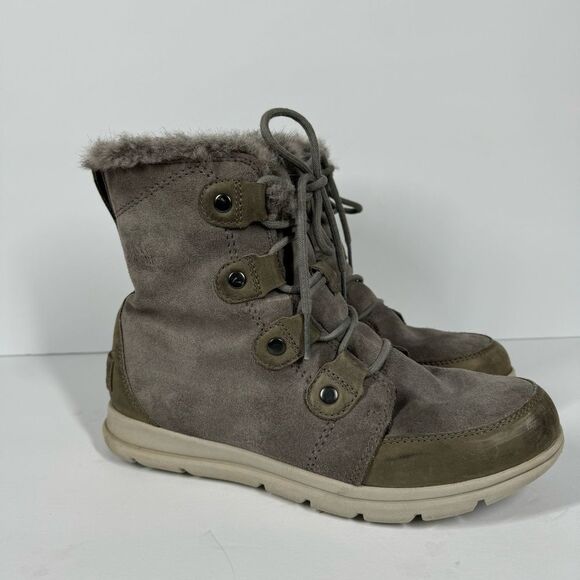 Sorel Explorer Joan Waterproof Winter Snow Boots Lace Up Suede 10 NL3039-052 - Picture 8 of 10